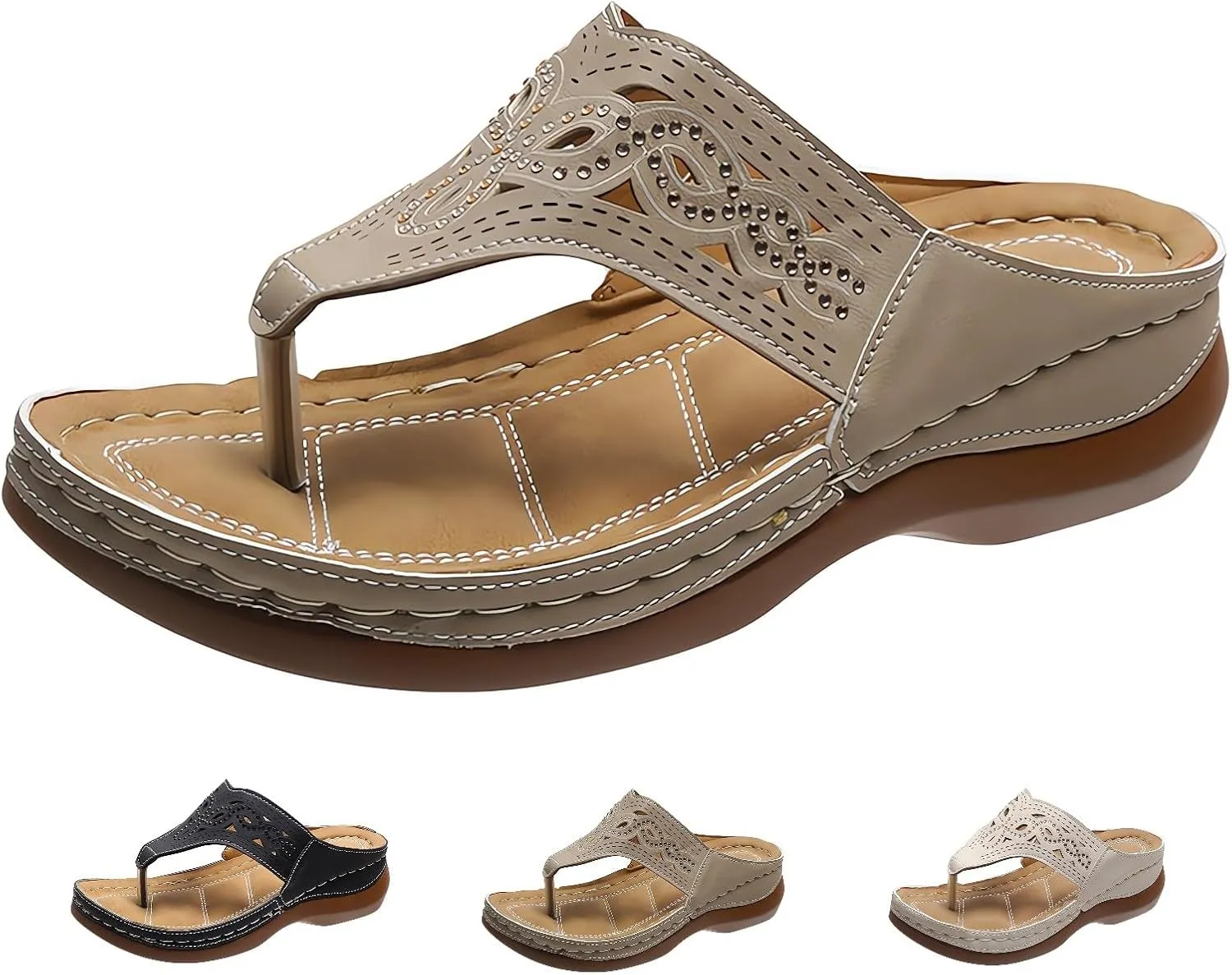 2024 Soft Bottom Massage Orthopedic Flip Flops Comfort Orthotic Dressy Casual Women Sandals with Arch Support