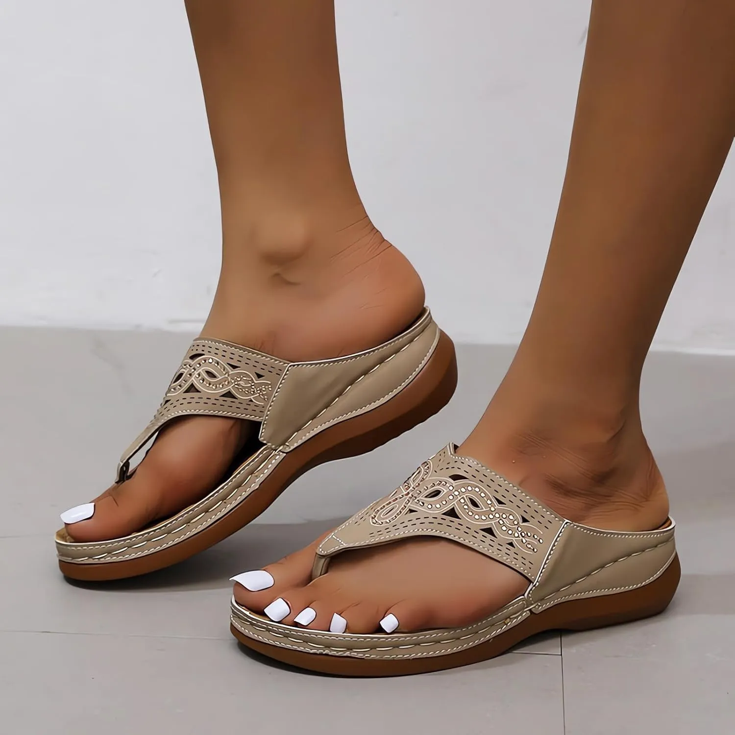 2024 Soft Bottom Massage Orthopedic Flip Flops Comfort Orthotic Dressy Casual Women Sandals with Arch Support