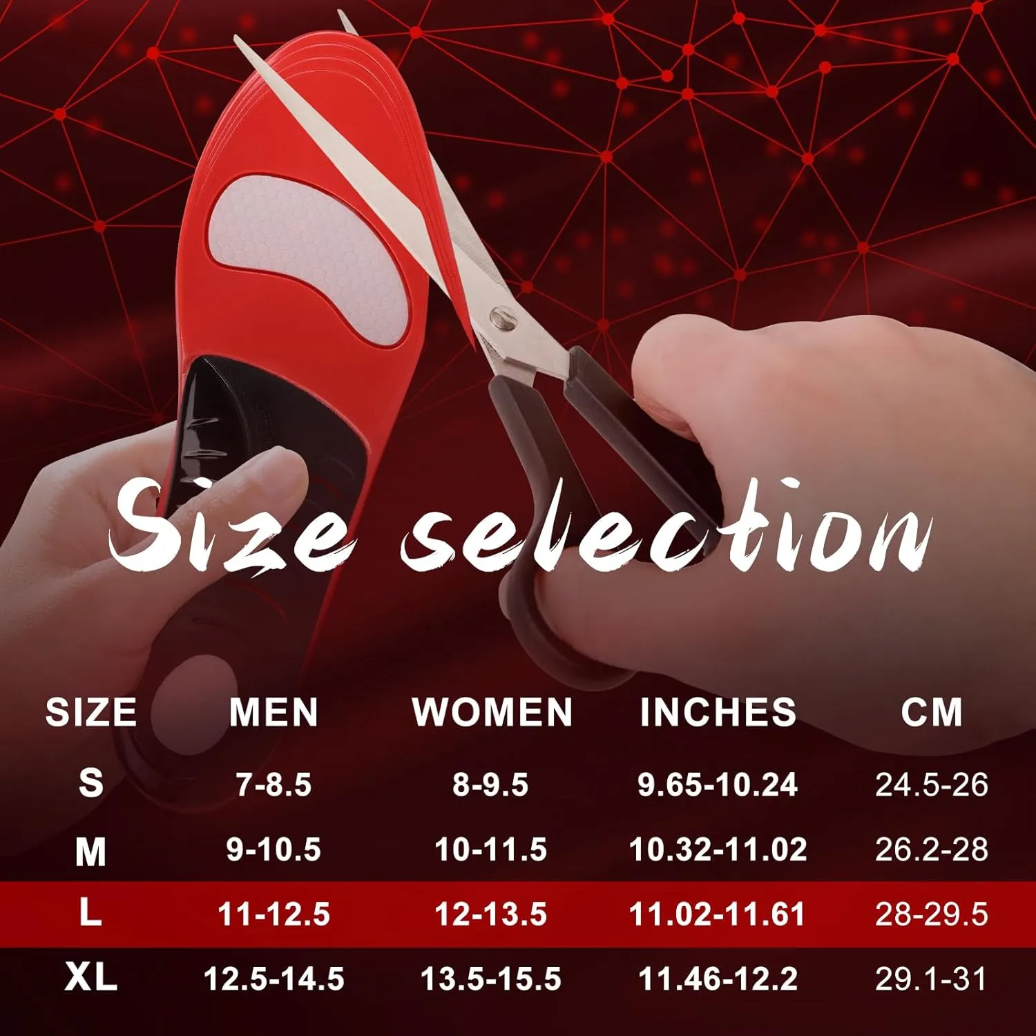 240 Ibs Plantar Fasciitis Insoles,FSA HSA Eligible,High Arch Support Inserts for Men Women,Heavy Duty Support for Orthotics Inserts,Flat Feet Insoles,Pain Relief,Work Boots & Sneakers (Red, L)