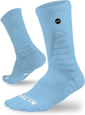 3 Pairs Nxtrnd Crew Socks for Men & Boys, Padded Basketball & Football Socks