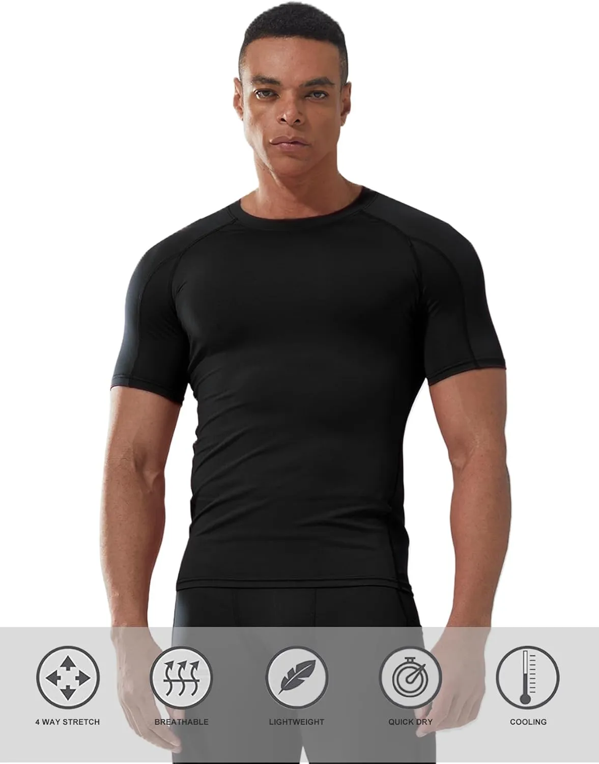 5 Pack Men's Compression Shirts Short Sleeve Camouflage Cool Dry Sports Athletic Workout Baselayer Undershirt T-Shirt Tops