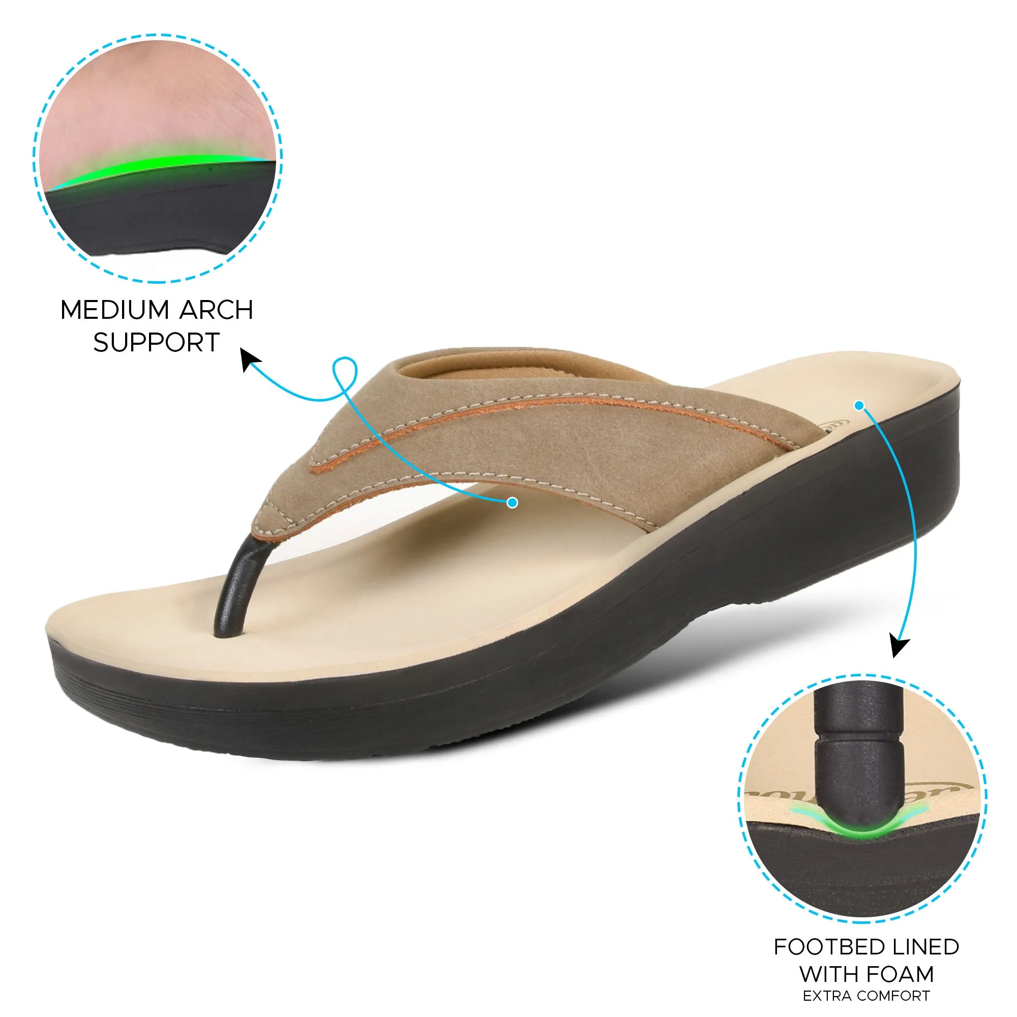 Aerohthoic Tera Casual Comfortable Arch Supportive Women’s Flip Flops - L0369