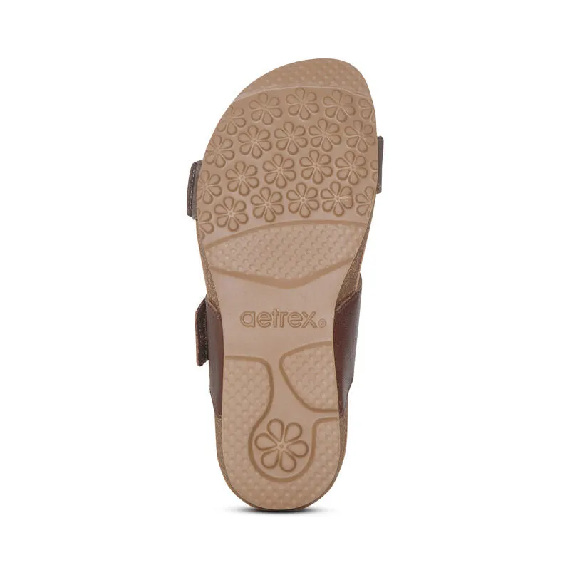 Aetrex Women's Daisy Adjustable Slide Sandal Brown