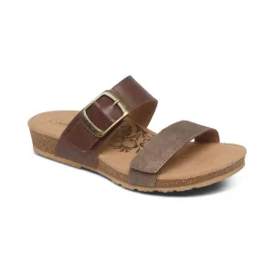 Aetrex Women's Daisy Adjustable Slide Sandal Brown