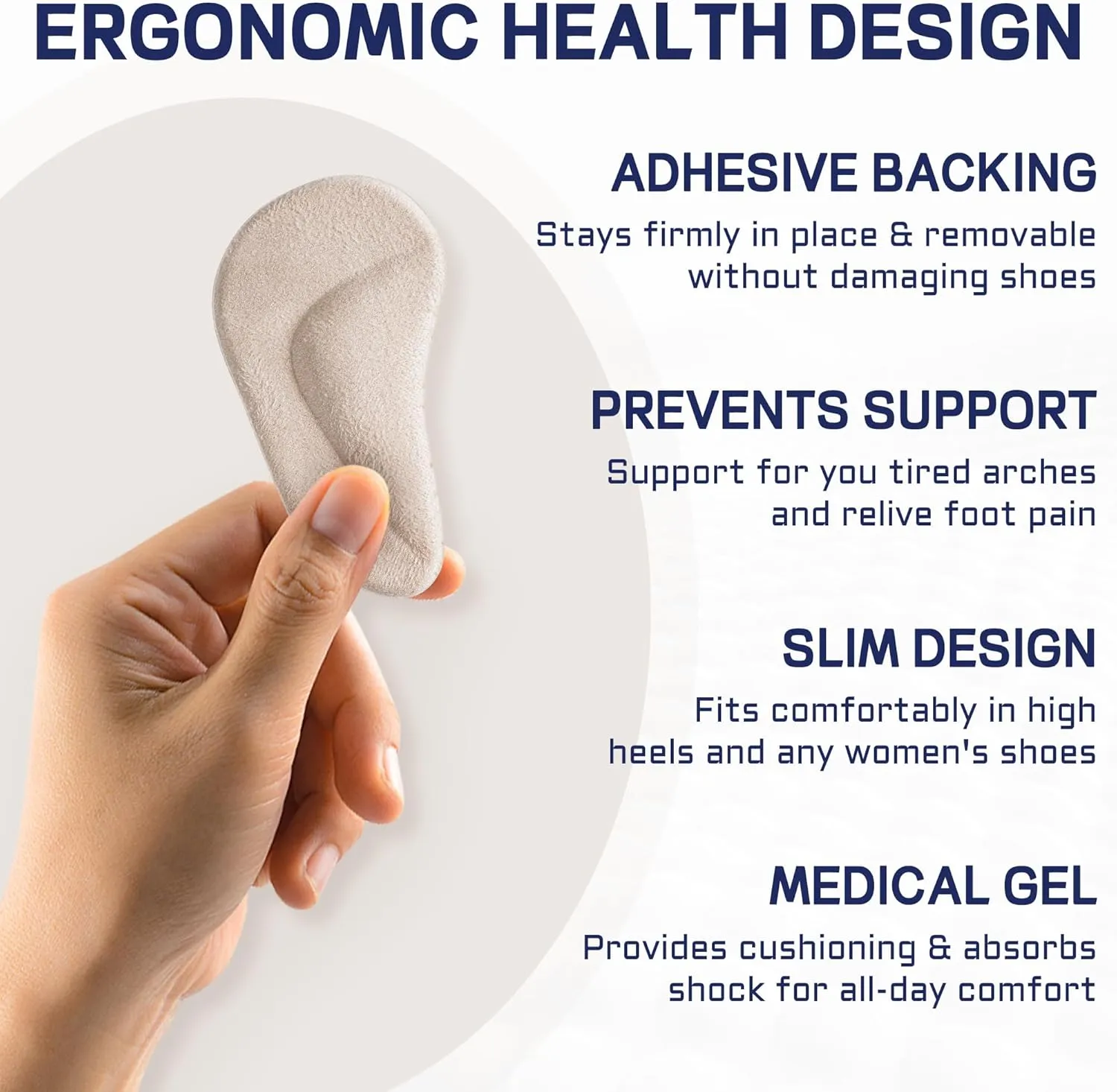 Arch Support,High Heel Inserts,Soft Gel Insole Pads,Reusable Arch Cushions Best for Flat Feet and Plantar Fasciitis,High Arch Pain Relief,for All Day Pain Relief and Comfort.