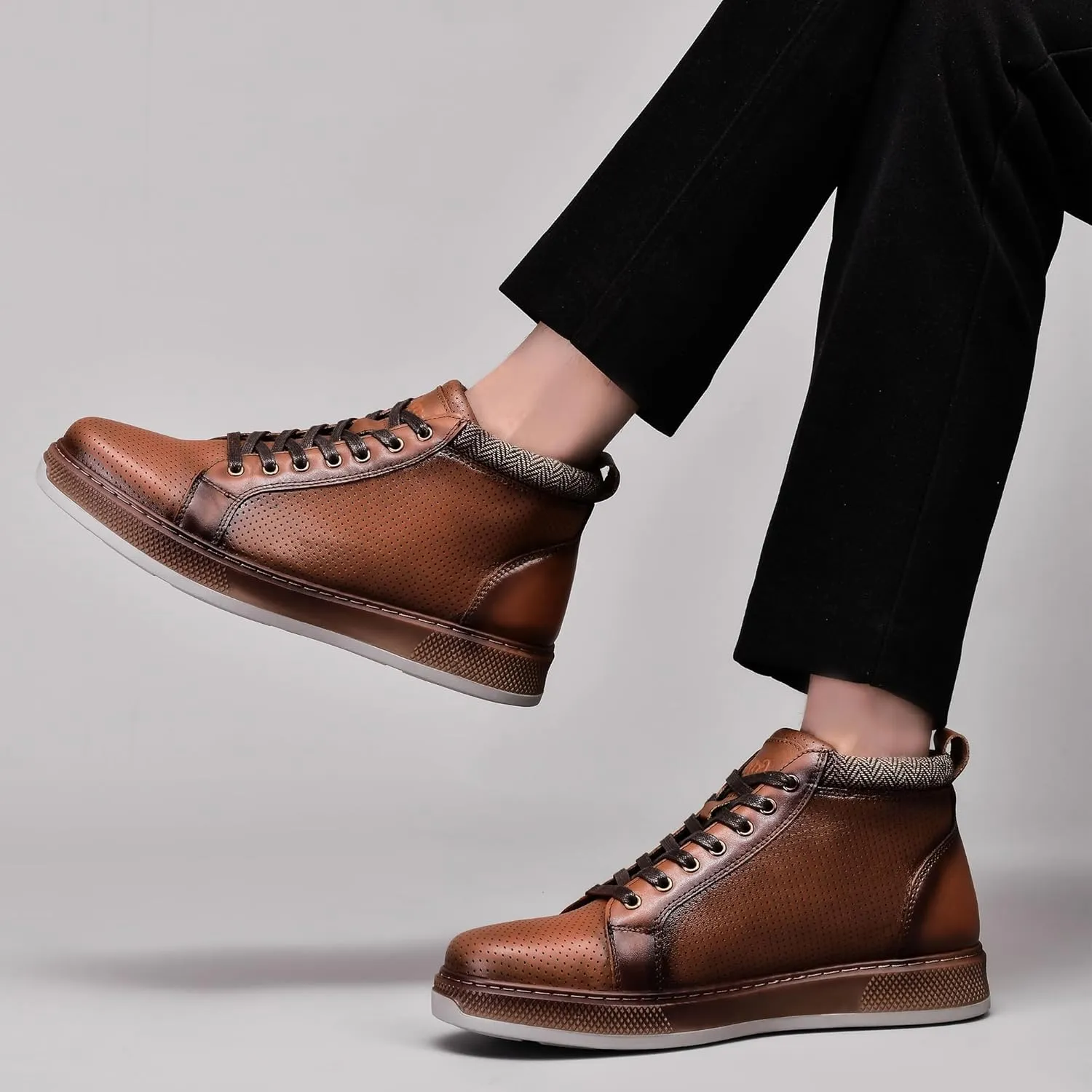 Arkbird Mens Leather Sneaker Fashion Classic Casual Chukka Ankle Boots for Men