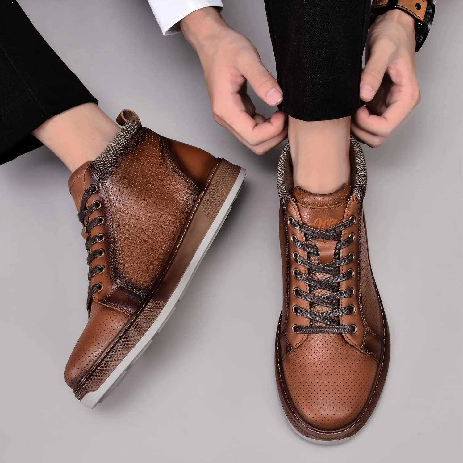 Arkbird Mens Leather Sneaker Fashion Classic Casual Chukka Ankle Boots for Men