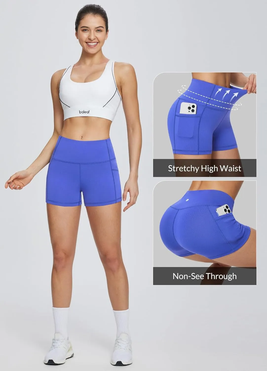 baleaf Women's 8"/ 5"/ 3" Biker Shorts High Waist Yoga Workout Gym Running Volleyball Spandex Shorts with Pockets