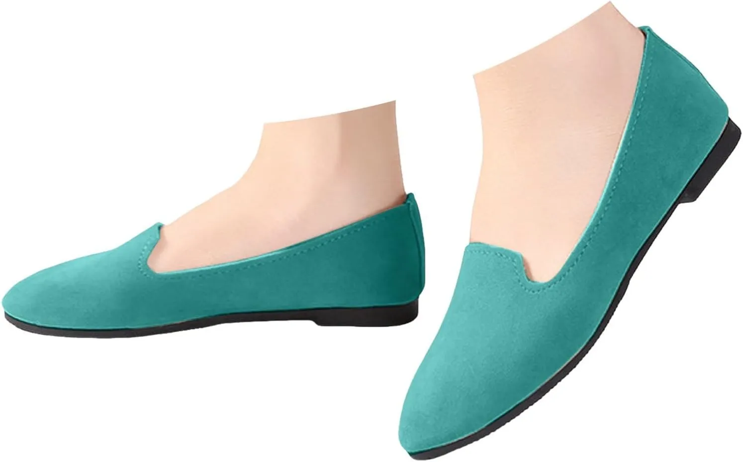 Black Flats for Women Slip on Classic Flats Comfortable Dressy Faux Suede Ballet Flats Shoes Casual Walking Flat Shoes for Women