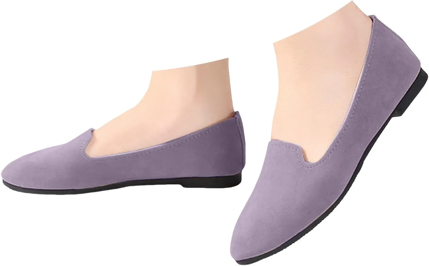 Black Flats for Women Slip on Classic Flats Comfortable Dressy Faux Suede Ballet Flats Shoes Casual Walking Flat Shoes for Women