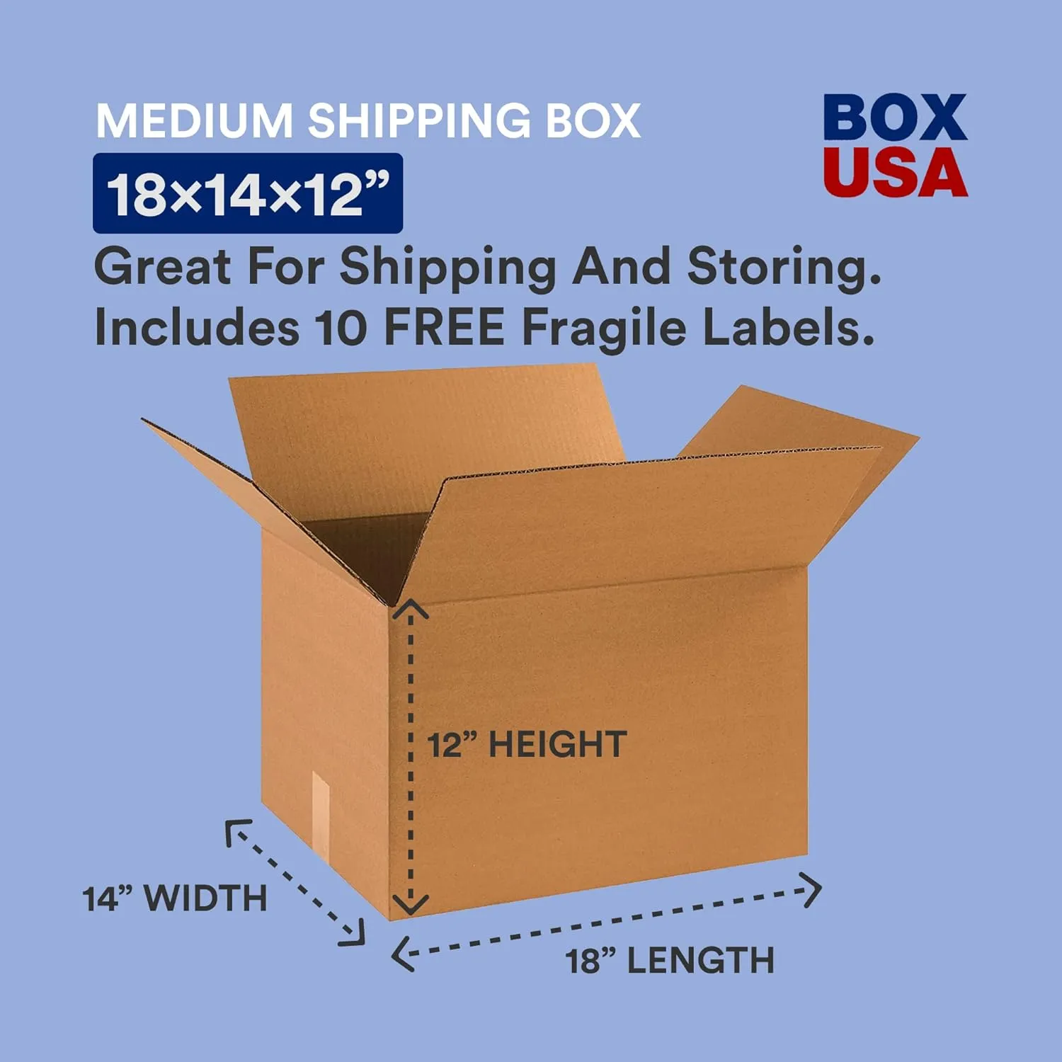 BOX USA Moving Boxes Medium 18"L x 14"W x 12"H 20-Pack | Corrugated Cardboard Box for Shipping, Mailing, Packing, Packaging and Storage 18x14x12