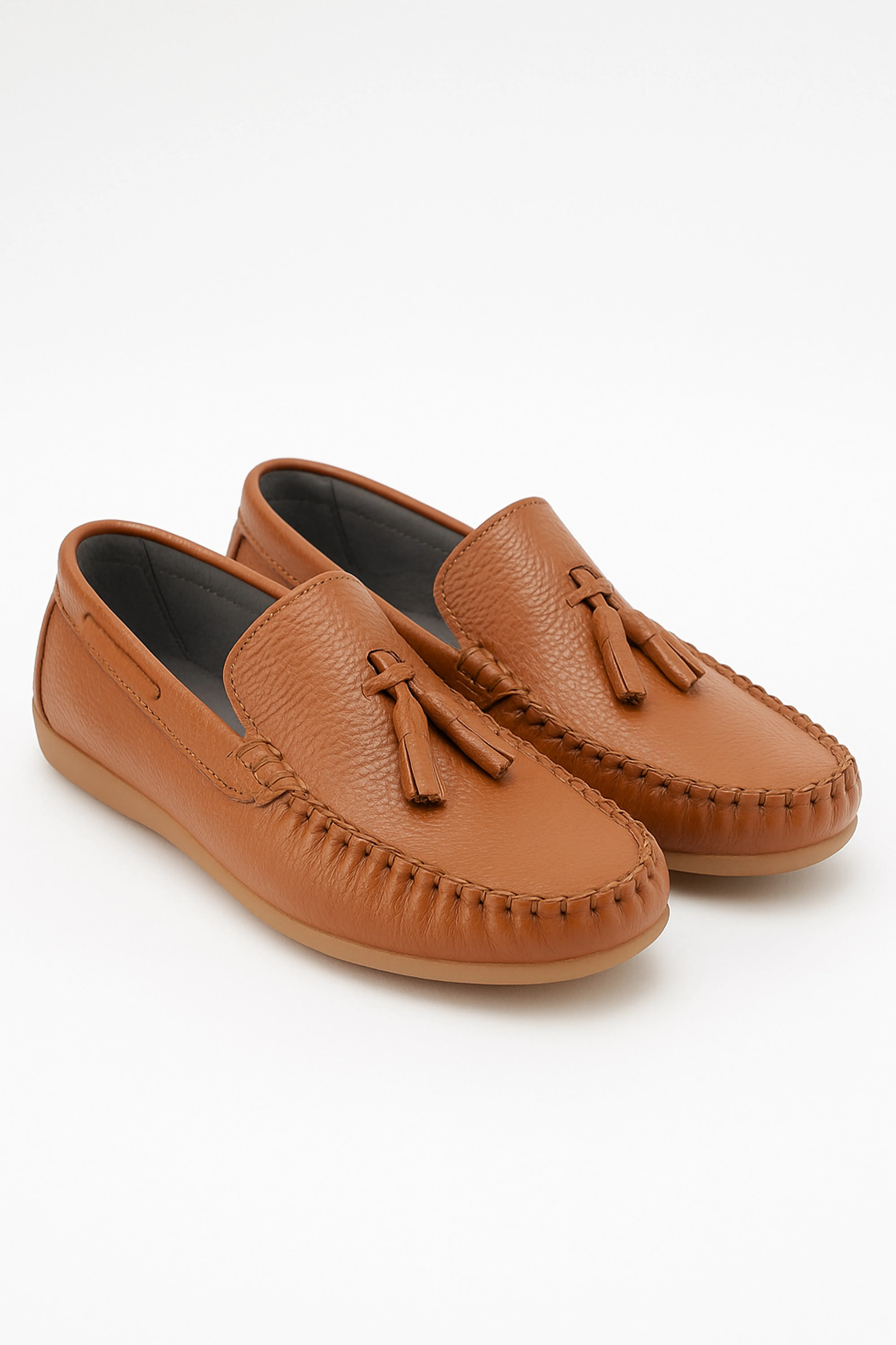Boys Slip on Tassel Penny Loafer - ATHENS - Tan Brown