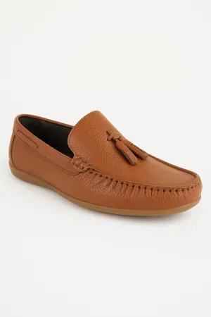 Boys Slip on Tassel Penny Loafer - ATHENS - Tan Brown