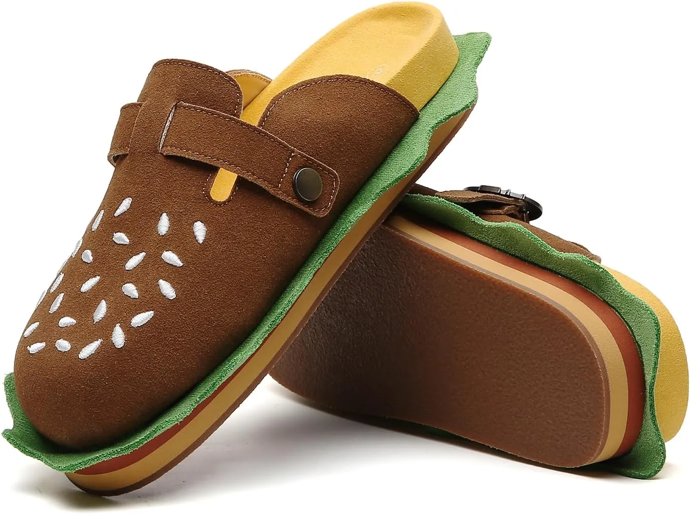 Burger Clogs for Womens Suede Leather Mules Cork Footbed Sandals Comfort Potato Shoes with Arch Support Clogs