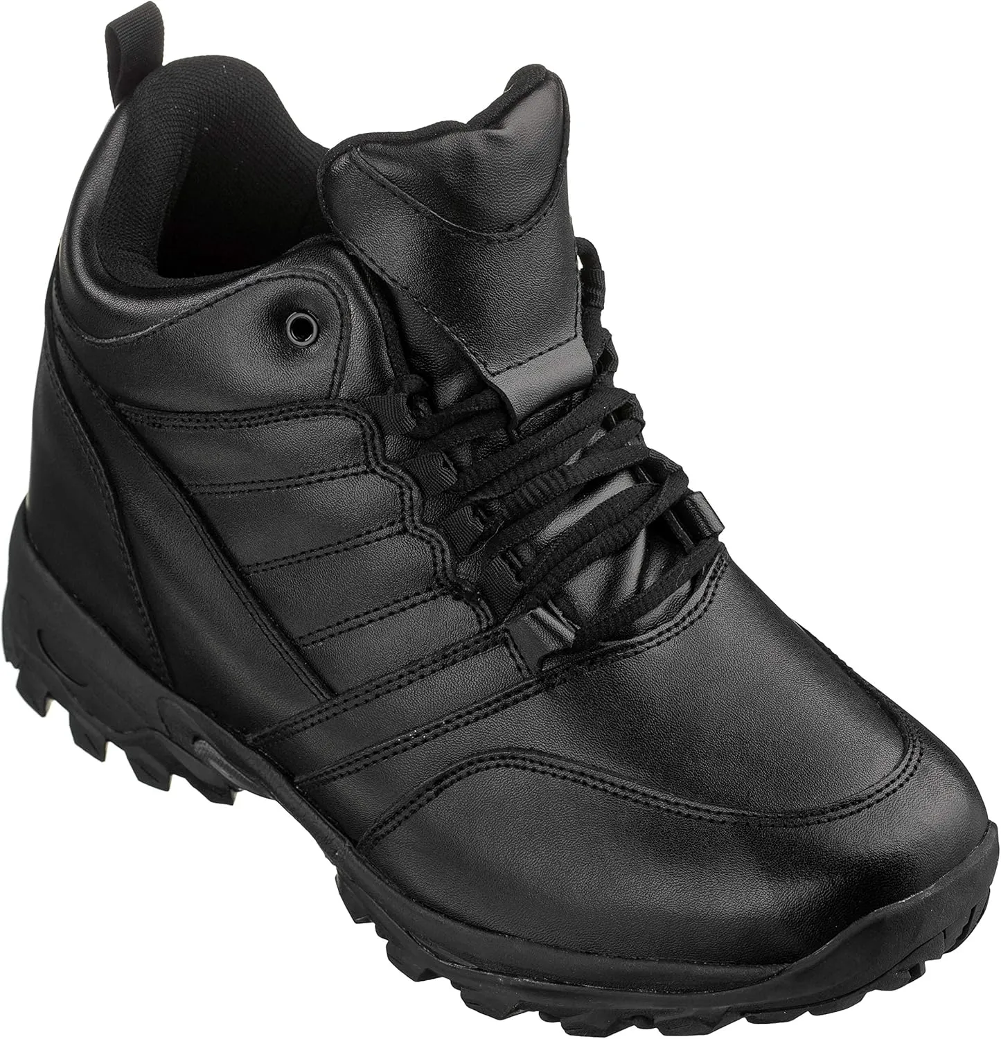 CALTO Men's Invisible Height Increasing Elevator Shoes - Black Leather Lightweight Trainer Sneakers - 4.5 Inches Taller - FD003 - Size 9 D(M) US