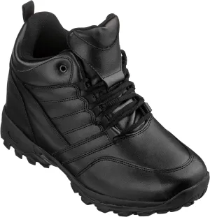 CALTO Men's Invisible Height Increasing Elevator Shoes - Black Leather Lightweight Trainer Sneakers - 4.5 Inches Taller - FD003 - Size 9 D(M) US