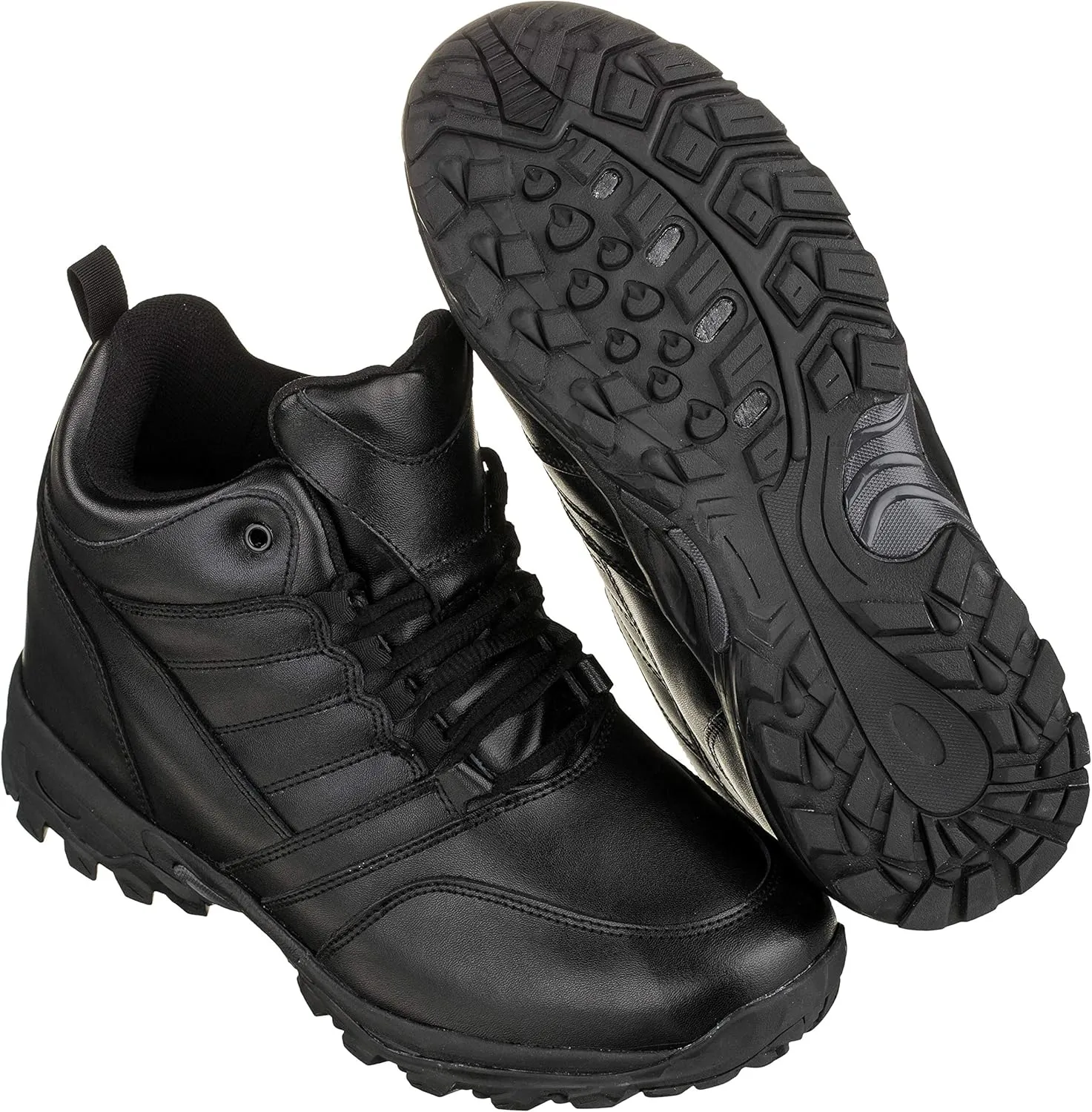 CALTO Men's Invisible Height Increasing Elevator Shoes - Black Leather Lightweight Trainer Sneakers - 4.5 Inches Taller - FD003 - Size 9 D(M) US