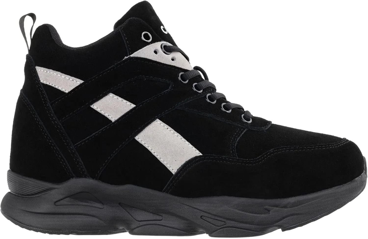 CALTO Men's Invisible Height Increasing Elevator Trainer Shoes - Black/Grey Lace-up Fashion High-Top Hiker Sneakers - 4.0 Inches Taller - S33594 - Size 7 D(M) US