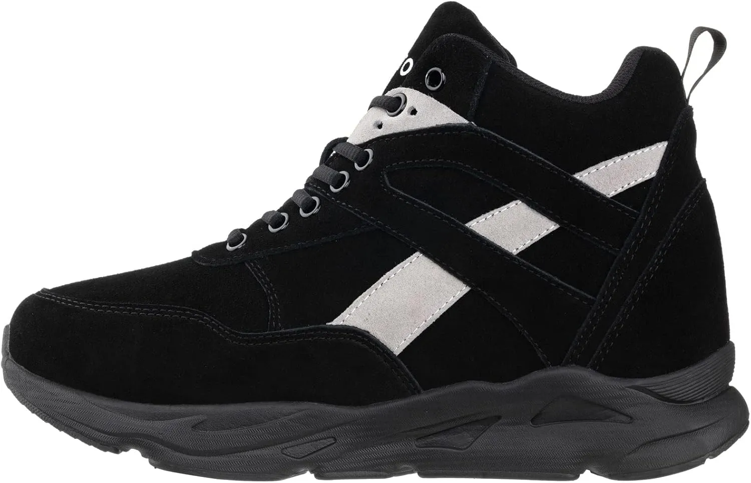 CALTO Men's Invisible Height Increasing Elevator Trainer Shoes - Black/Grey Lace-up Fashion High-Top Hiker Sneakers - 4.0 Inches Taller - S33594 - Size 7 D(M) US