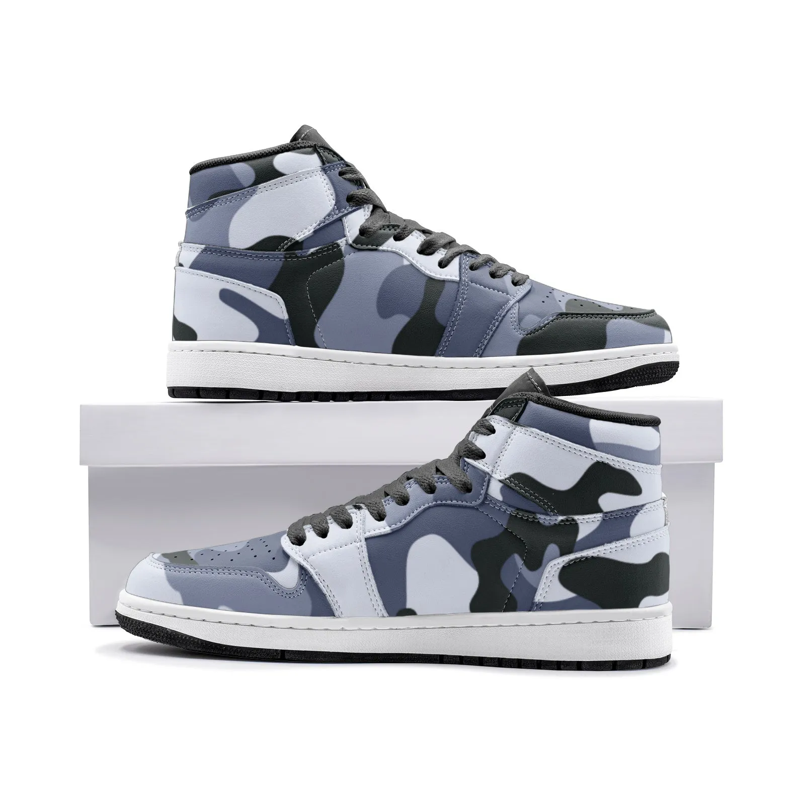 Camo Sneakers AJ1 Style | High-Top | Light Blue Camouflage