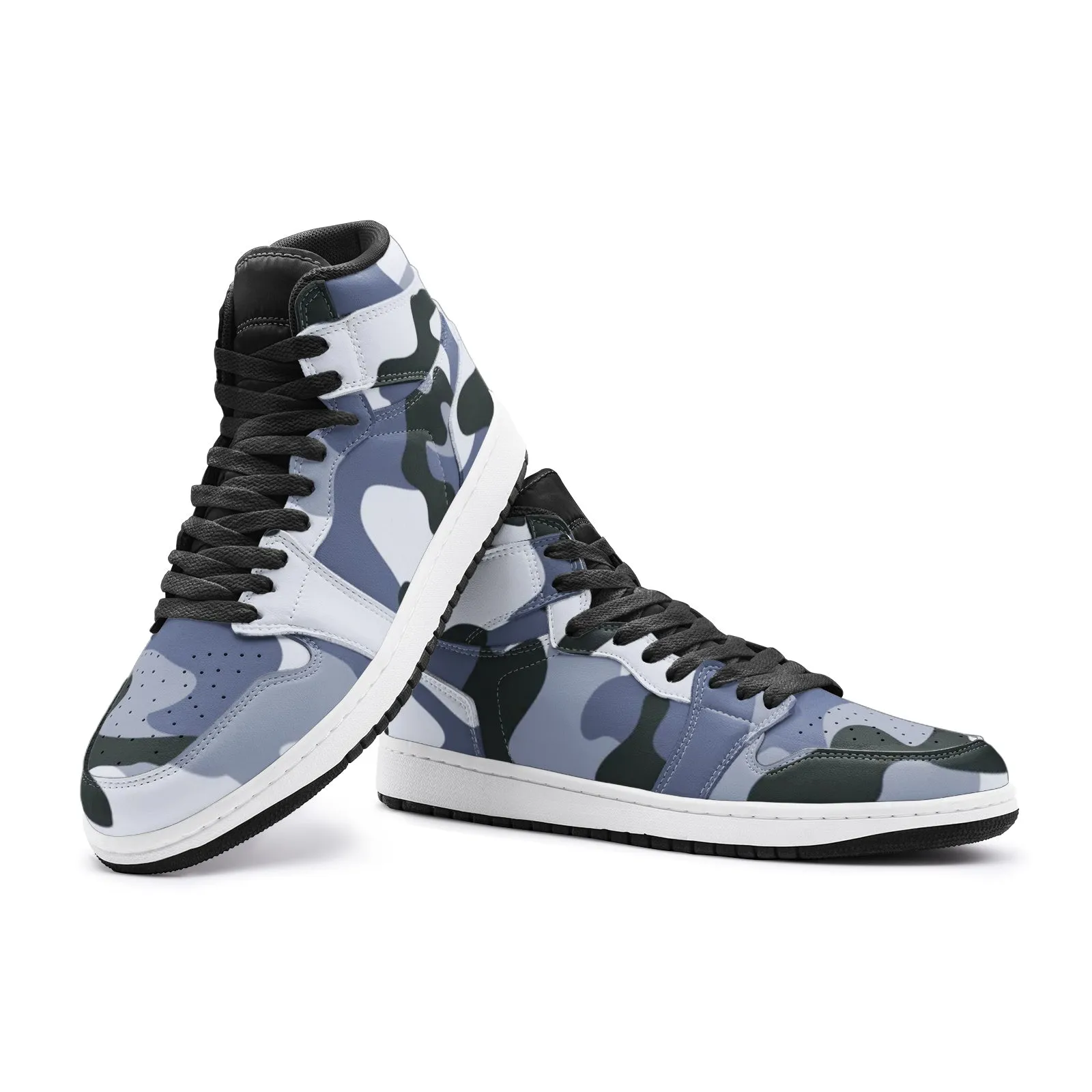 Camo Sneakers AJ1 Style | High-Top | Light Blue Camouflage