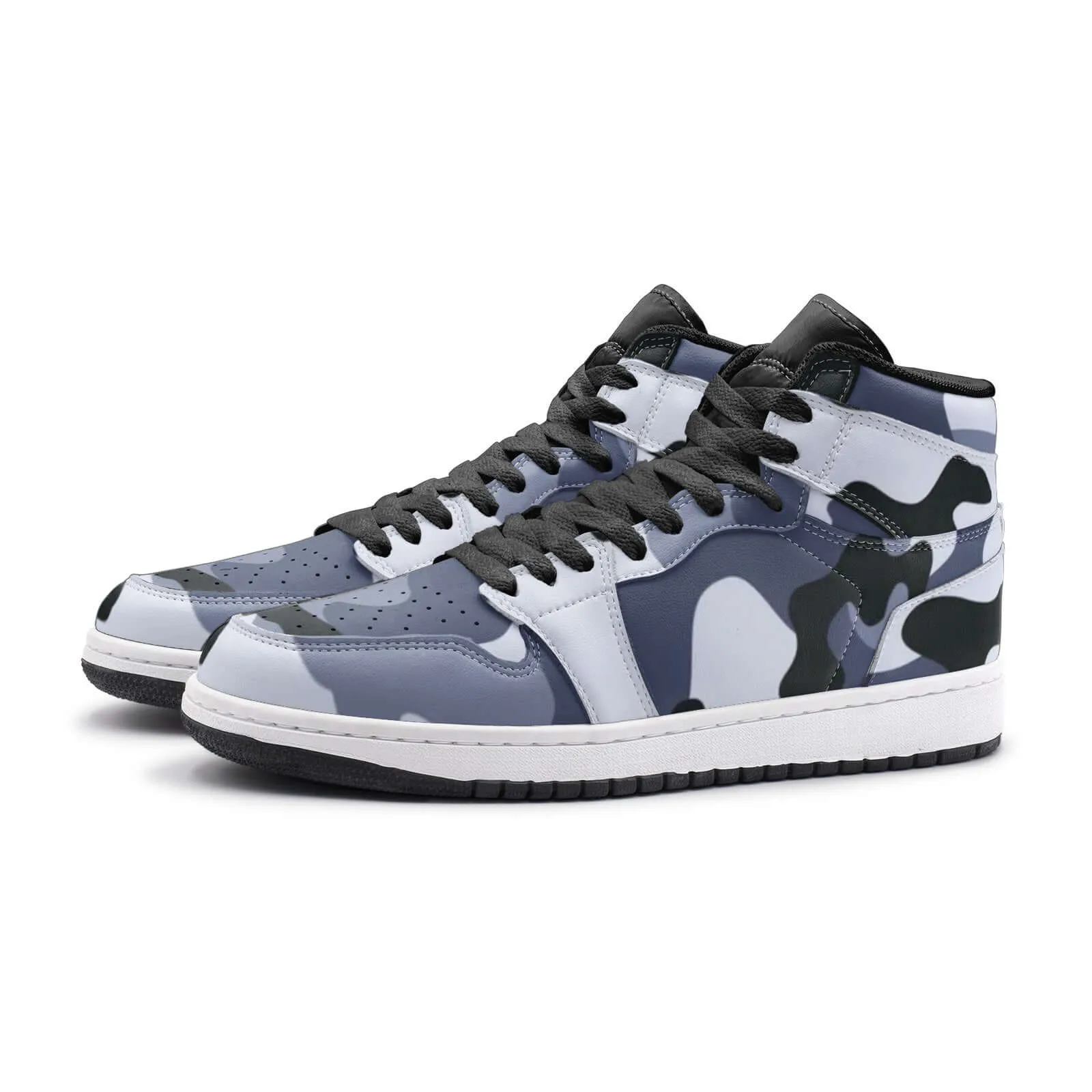 Camo Sneakers AJ1 Style | High-Top | Light Blue Camouflage