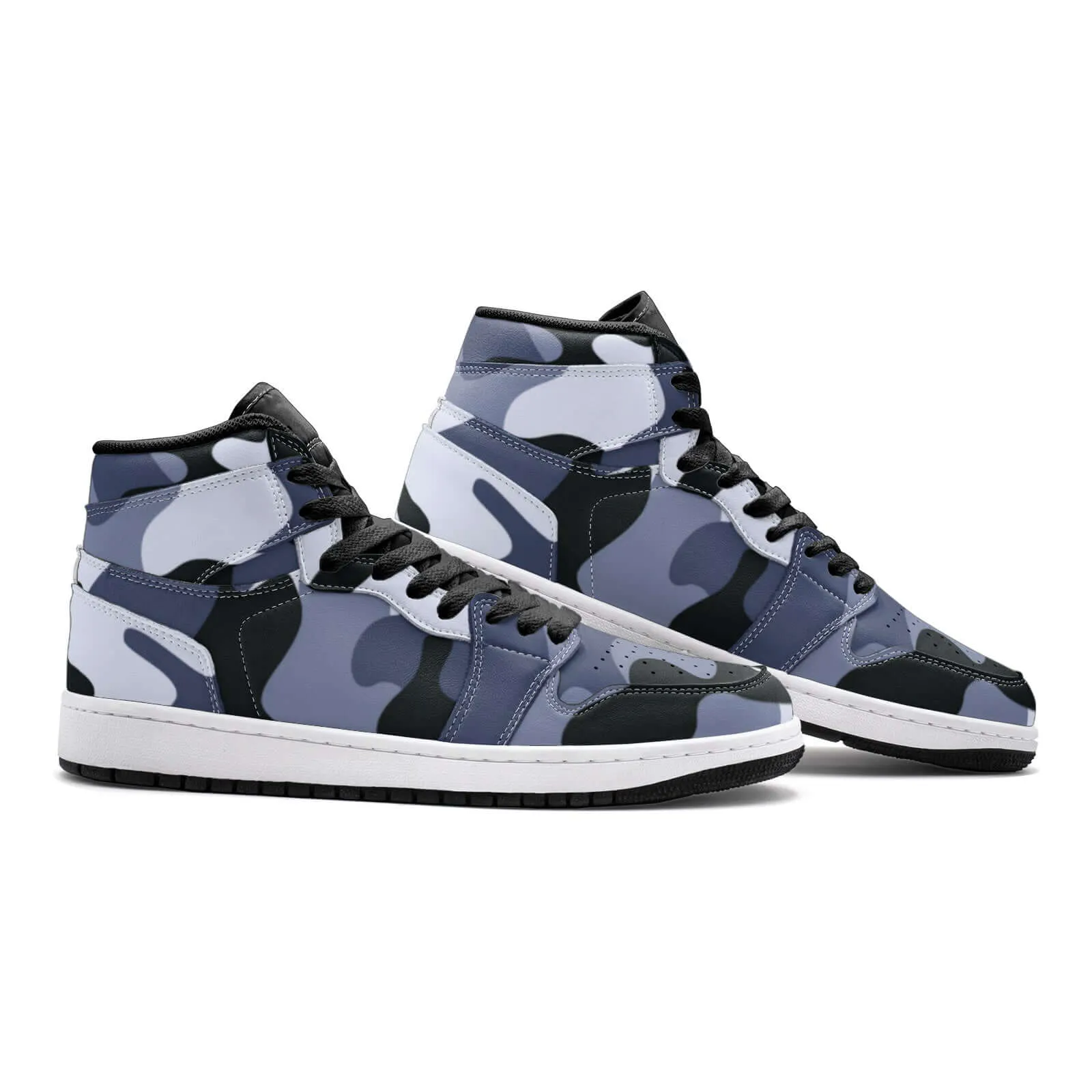 Camo Sneakers AJ1 Style | High-Top | Light Blue Camouflage