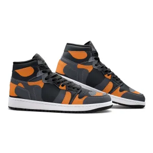 Camo Sneakers AJ1 Style | High-Top | Orange, Black & Gray Camouflage