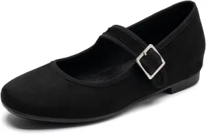 Cestfini Mary Jane Shoes Women Slip on Ballet Flat Dressy Comfortable Round Toe Black Flats Shoes Ankle Strap Flats for Women