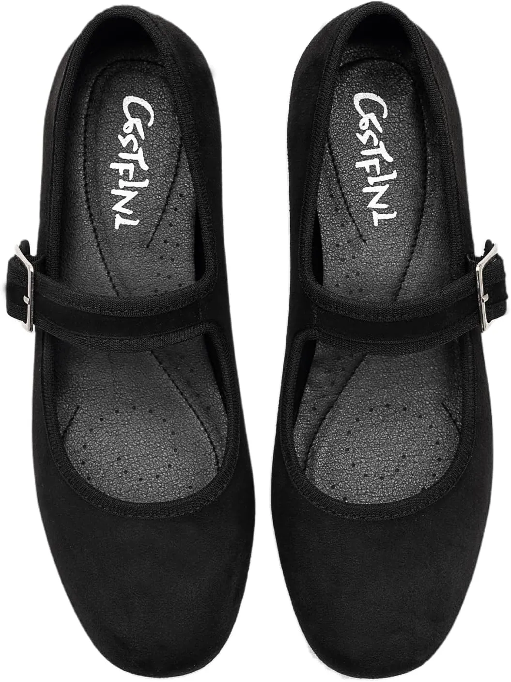 Cestfini Mary Jane Shoes Women Slip on Ballet Flat Dressy Comfortable Round Toe Black Flats Shoes Ankle Strap Flats for Women