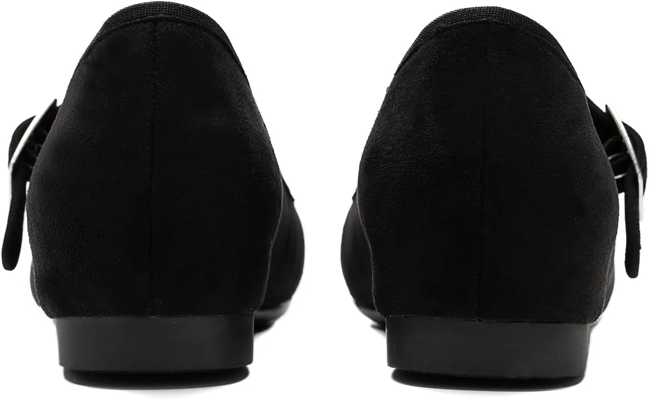 Cestfini Mary Jane Shoes Women Slip on Ballet Flat Dressy Comfortable Round Toe Black Flats Shoes Ankle Strap Flats for Women