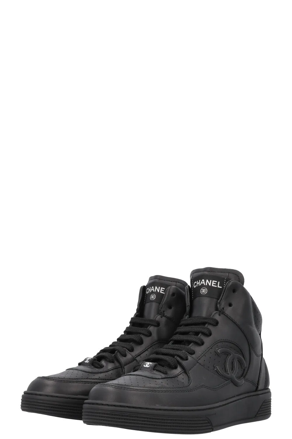 CHANEL High Top Sneaker Black Leather