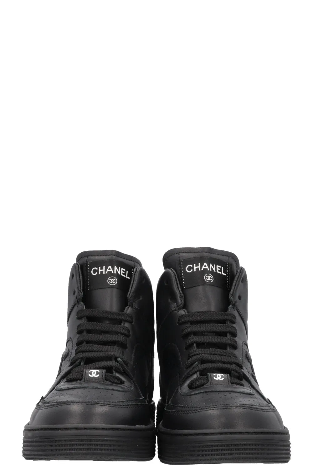 CHANEL High Top Sneaker Black Leather