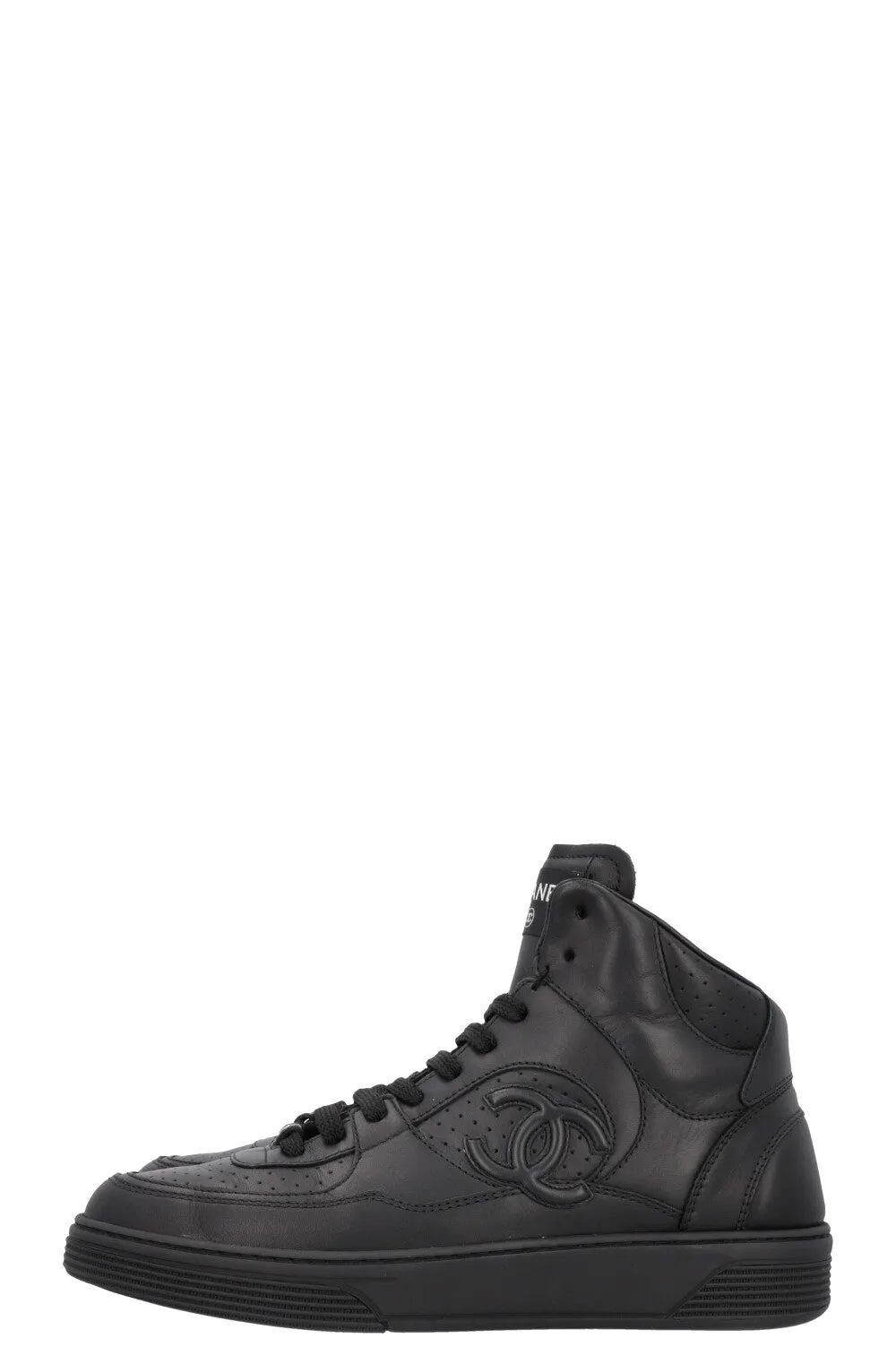 CHANEL High Top Sneaker Black Leather