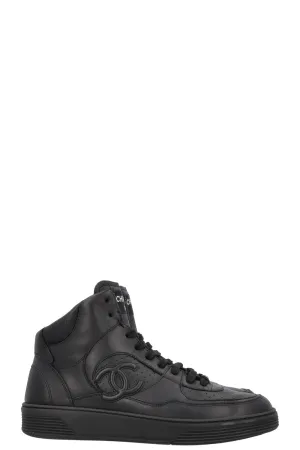 CHANEL High Top Sneaker Black Leather