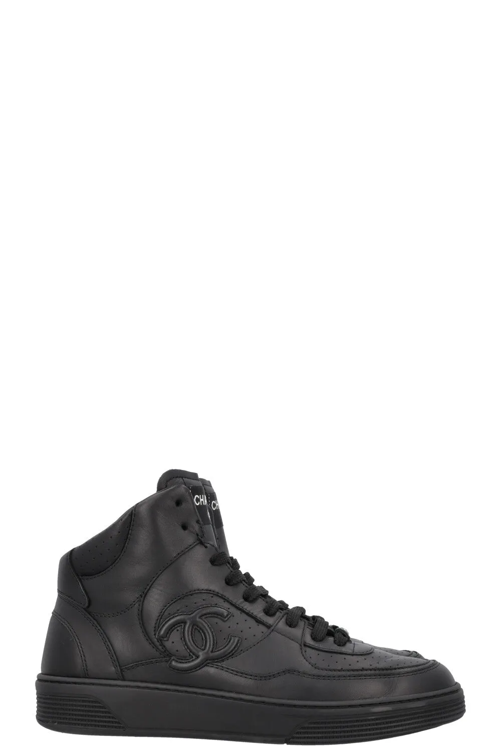 CHANEL High Top Sneaker Black Leather