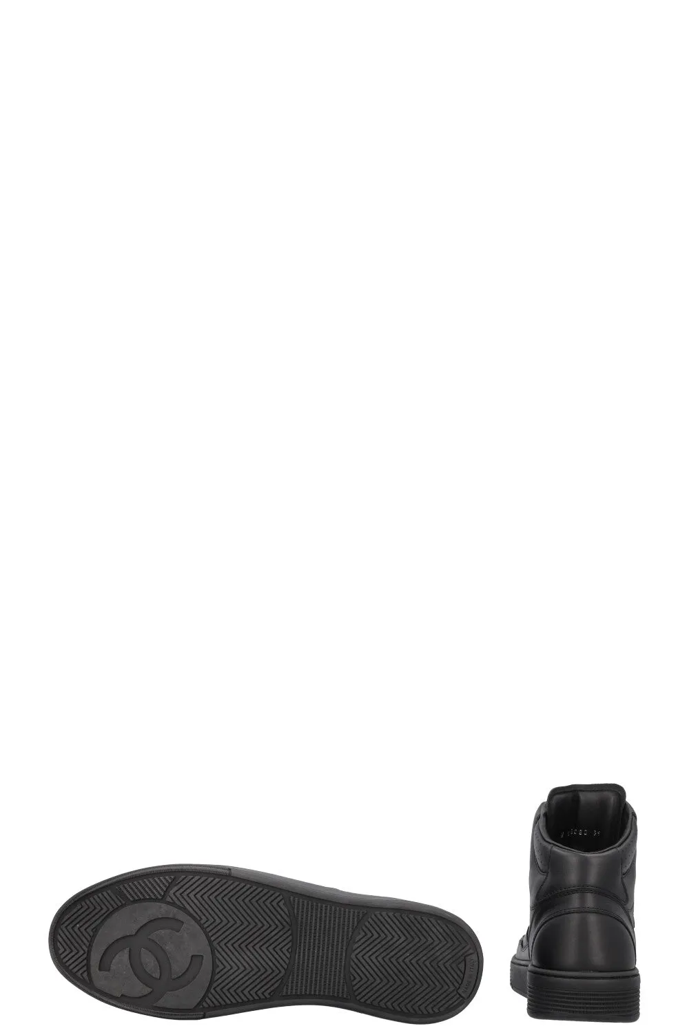 CHANEL High Top Sneaker Black Leather