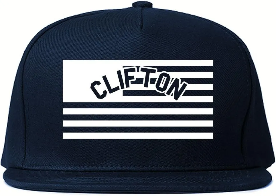 City of Clifton with United States Flag Snapback Hat Cap