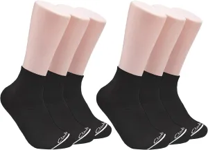 Clarks Men's Sport Half Cushion Quarter Crew Socks 6 Pair, Black/Noir, Men's 7-12 Shoe