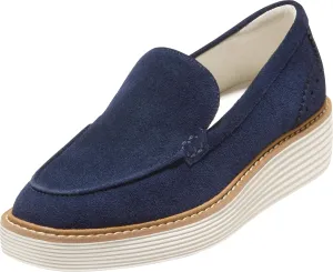Cole Haan Women's Originalgrand Platform Venetian Loafers Flat, Midnight Moon Suede/Ivory, 5 Wide