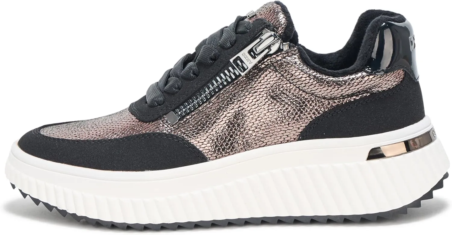 DKNY Women's Laurence Lace Up Sneaker with Side Zipper