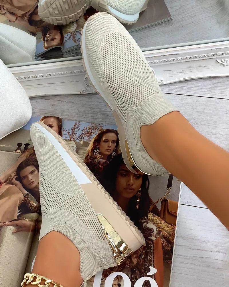 Elastic Slip-on Flat Shoes