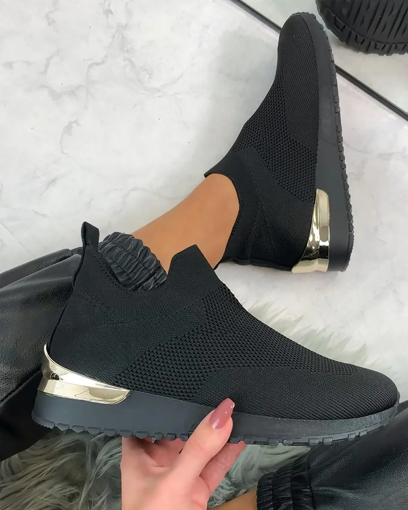 Elastic Slip-on Flat Shoes