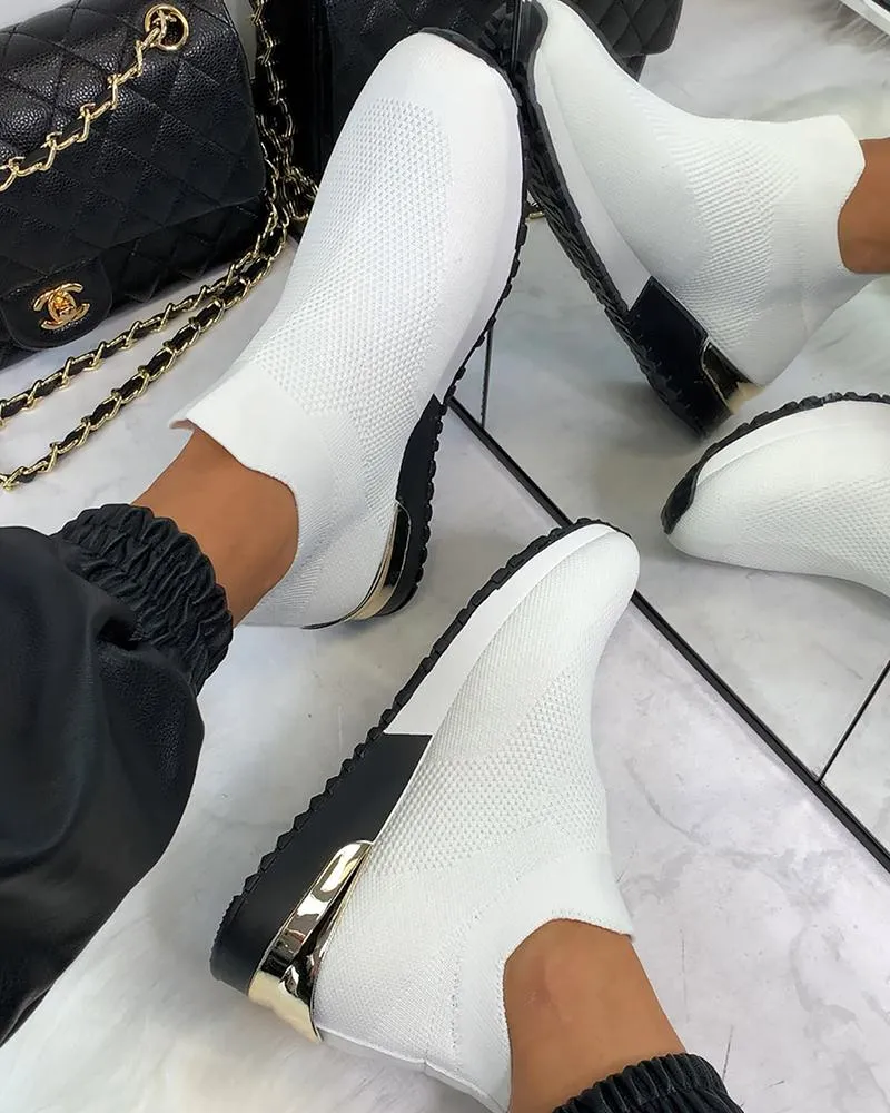 Elastic Slip-on Flat Shoes