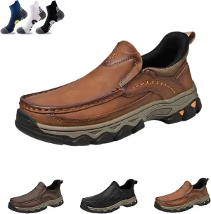 Enjerr Orthopedic Shoes Men, 2025 New Men's Comfortable Casual Genuine Leather Slip on Loafers, Suitable Going Out