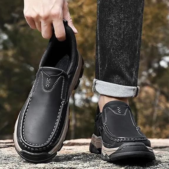 Enjerr Orthopedic Shoes Men, Arch Support, Men's Comfortable Casual Genuine Leather Slip on Loafers, Suitable Going Out