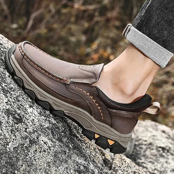 Enjerr Orthopedic Shoes Men, Arch Support, Men's Comfortable Casual Genuine Leather Slip on Loafers, Suitable Going Out
