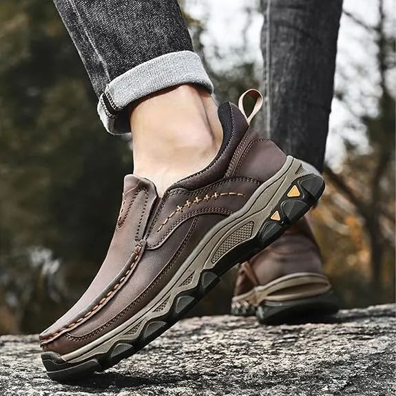 Enjerr Orthopedic Shoes Men, Arch Support, Men's Comfortable Casual Genuine Leather Slip on Loafers, Suitable Going Out
