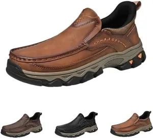 Enjerr Orthopedic Shoes Men, Arch Support, Men's Comfortable Casual Genuine Leather Slip on Loafers, Suitable Going Out