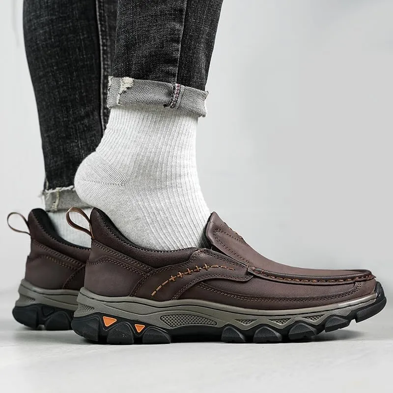 Enjerr Orthopedic Shoes Men, Arch Support, Men's Comfortable Casual Genuine Leather Slip on Loafers, Suitable Going Out